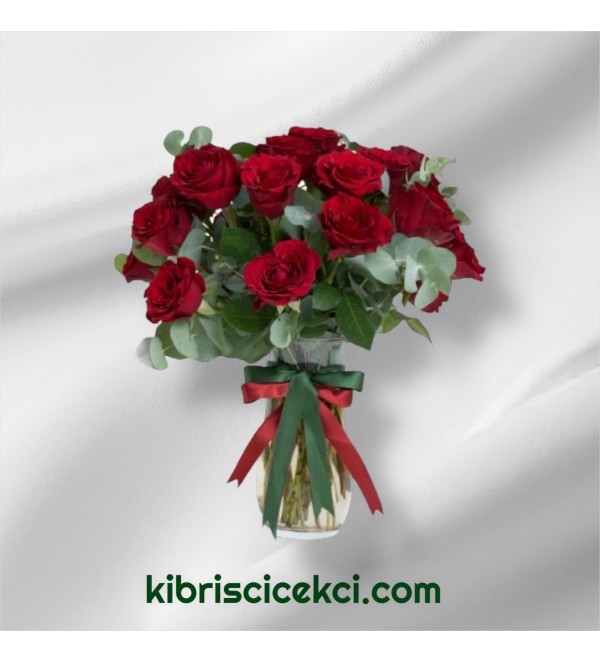 Vazoda 17 Kırmızı Gül